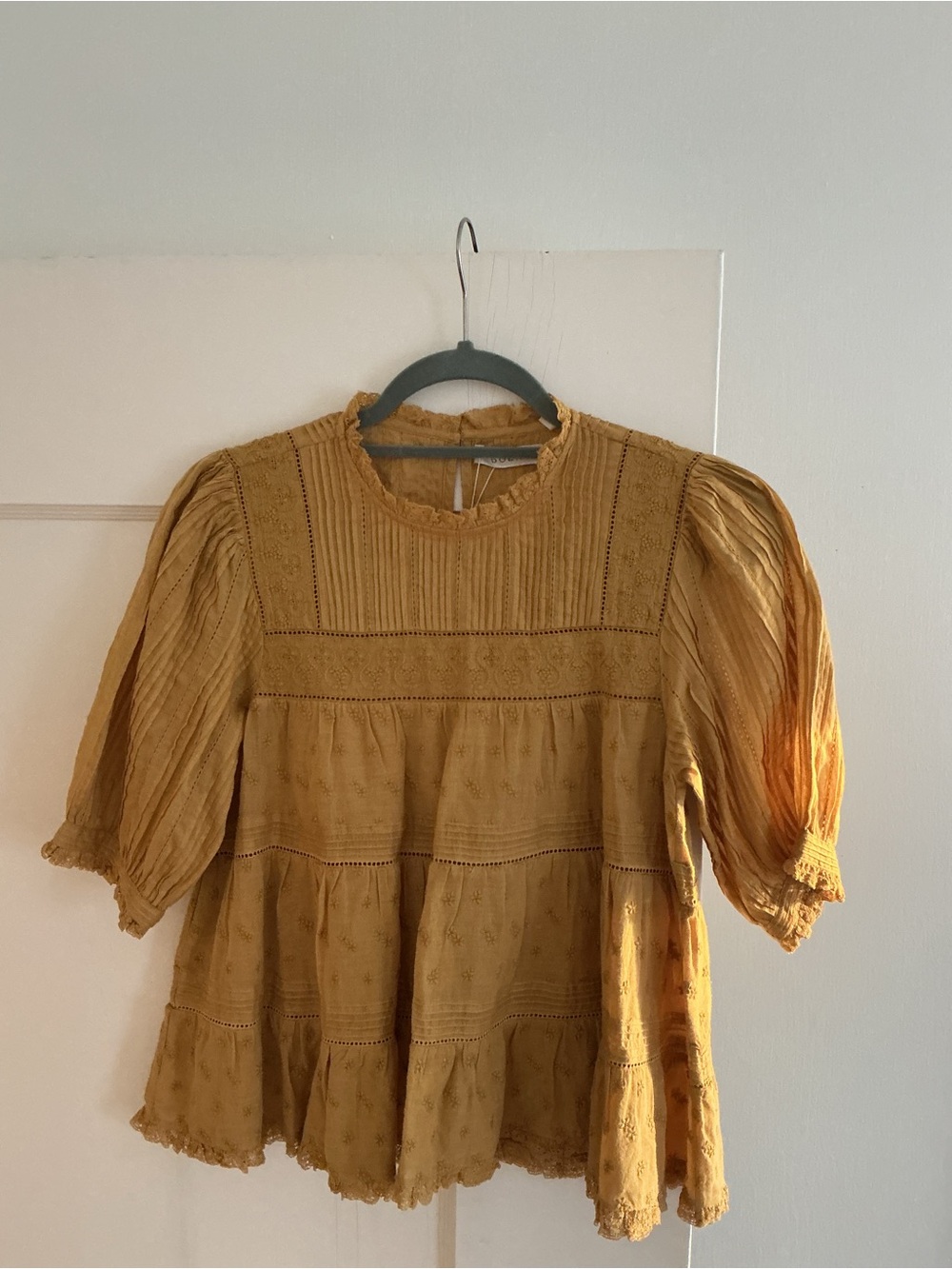 Doen Mustard Tiered Peasant Blouse